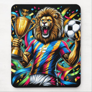 Tapis De Souris Trophée de football champion de soccer Lion Victoi