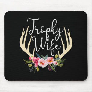 Tapis De Souris Trophée Femme Cute Deer Antlers Fleurs Chasseurs F