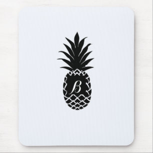 Tapis De Souris Tropical Ananas Noir & Blanc Élégant Chic