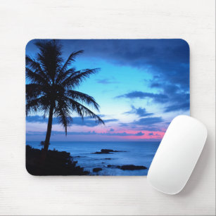 Tapis De Souris Tropical Island Beach Ocean Pink Blue Sunset Photo