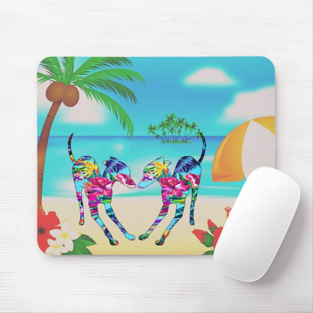 Tapis De Souris Tropical Italian Greyhounds (Avec souris)