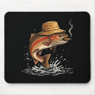 Tapis De Souris Truite cool fumant humour d'anglier extérieur art 