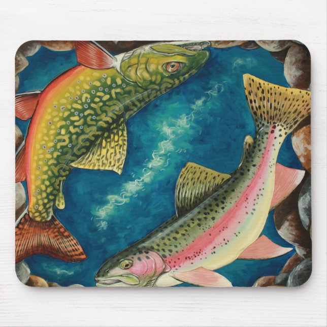 Tapis De Souris Truite de ruisseau et truite arc-en-ciel (Devant)