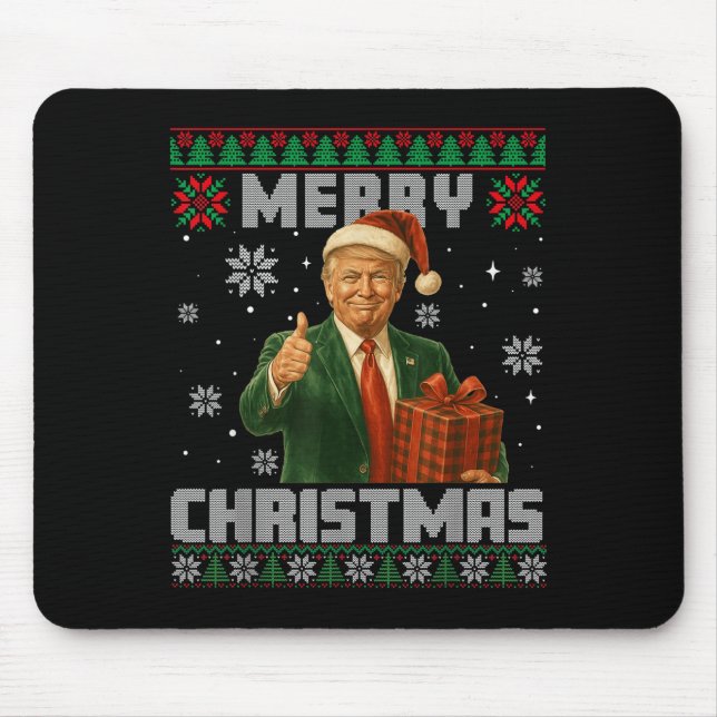 Tapis De Souris Trump drôle laide de Noël rendre Noël super (Devant)