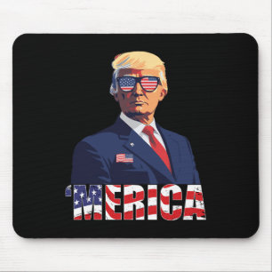 Tapis De Souris Trump Merica Trump 4 juillet le drapeau américain