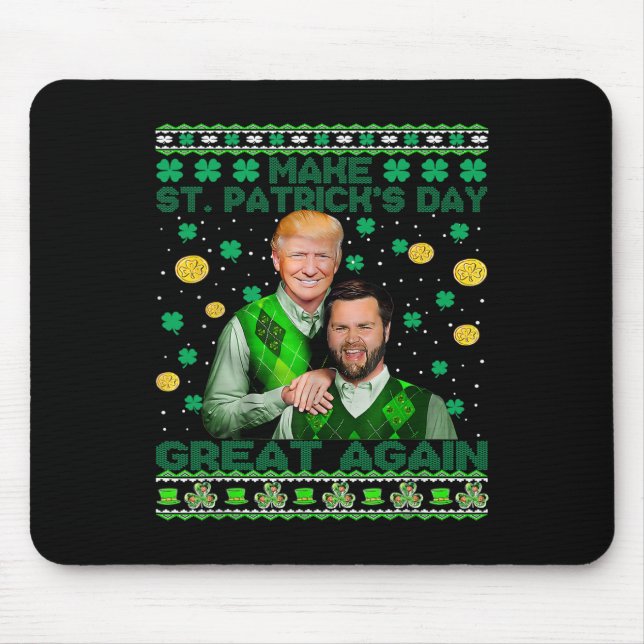 Tapis De Souris Trump Vance Brothers Funny St Patrick's Day Ugly S (Devant)