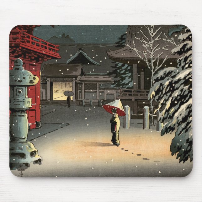 Tapis De Souris Tsuchiya Koitsu - Neige au temple de Nezu (Devant)
