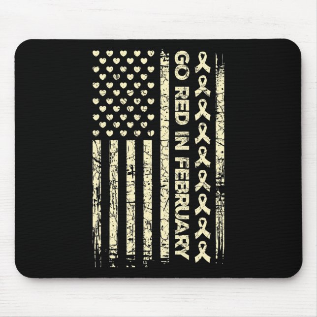 Tapis De Souris Tu Red Ribbon Heart Disease Awareness Don America (Devant)