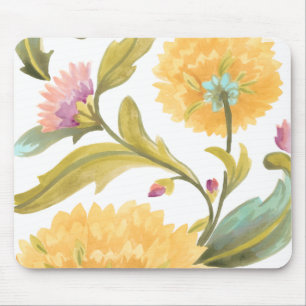 Tapis De Souris Tuiles florales d'abbaye - fleurs jaunes