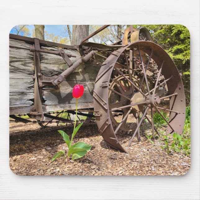 Tapis De Souris Tulipe rouge et vieux Wagon (Devant)