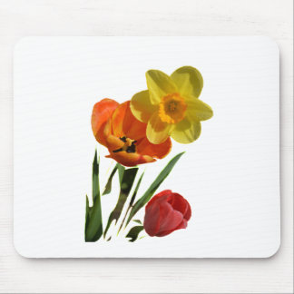 Tapis De Souris Tulipes rouges et fleurs de jonquille jaunes