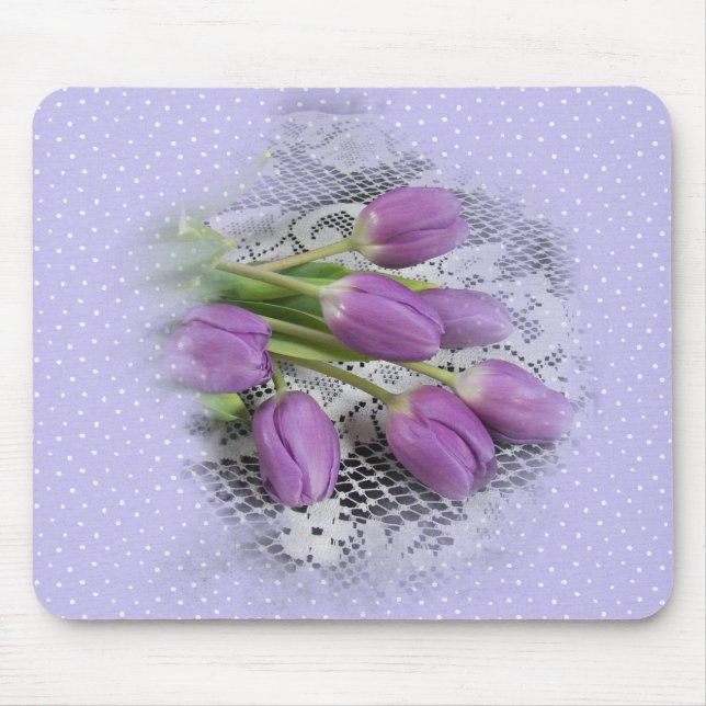 Tapis De Souris Tulipes violettes sur la souris dentelle (Devant)