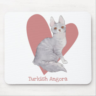 Tapis De Souris Turc Angora Chat Aquarelle Kitty Coeur rose
