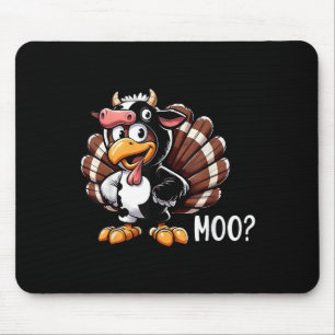 Tapis De Souris Turquie Moo Costume de vache drôle Thanksgiving _1