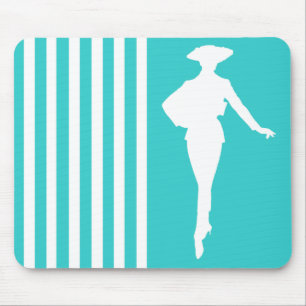 Tapis De Souris Turquoise Grandes Modernes avec Silhouette Mode