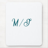 Turquoise monogramme nom de couple de mariés simpl