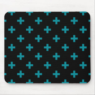 Tapis De Souris Turquoise polka croise sur noir