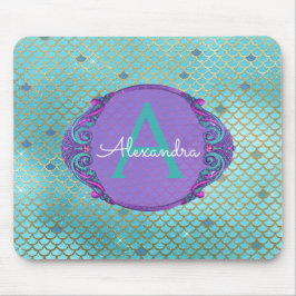 Tapis De Souris Turquoise vert et mauve Étalons de sirène Monogram
