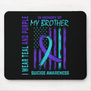 Tapis De Souris Turquoise Violet Ruban Suicide Sensibilisation Ind