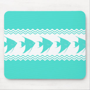 Tapis De Souris Turquoise White Coastal Angelfish Stripes