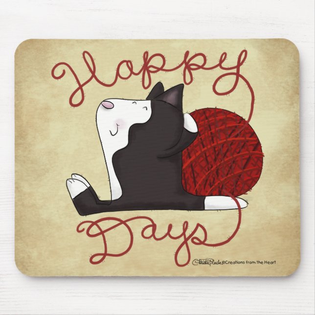 Tapis De Souris Tuxedo Chat - Jours heureux (Devant)