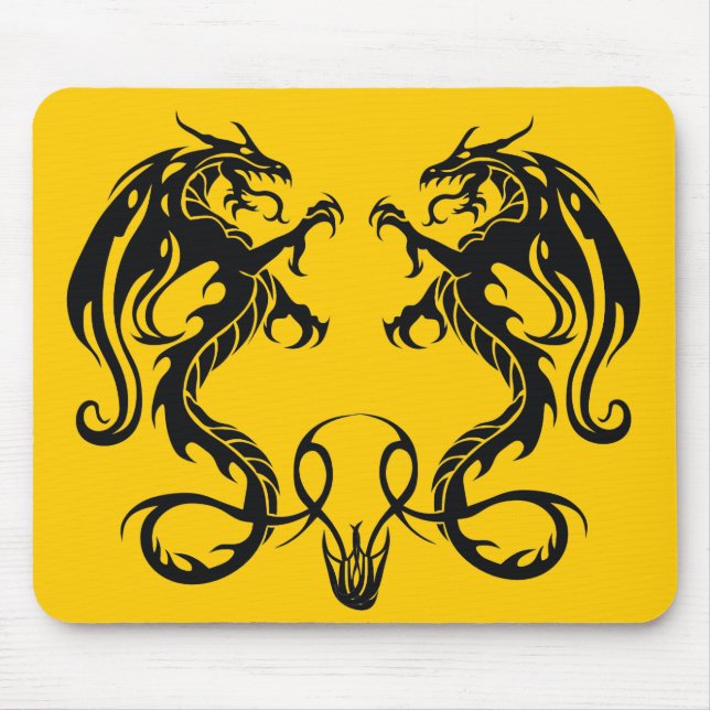Tapis De Souris Twin Opposant Dragons Tribaux Mousepad (Devant)