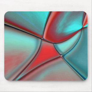 Tapis De Souris Twisted plates with convex edge red and turquoise
