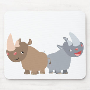 Tapis De Souris Two Cartoon Rhinos Mousepad