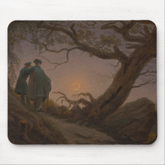 Tapis De Souris Two Men Contemplating the Moon, par Friedrich :
