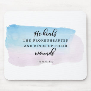 Tapis De Souris typographie aquarelle Psaumes Bible Verse Citation
