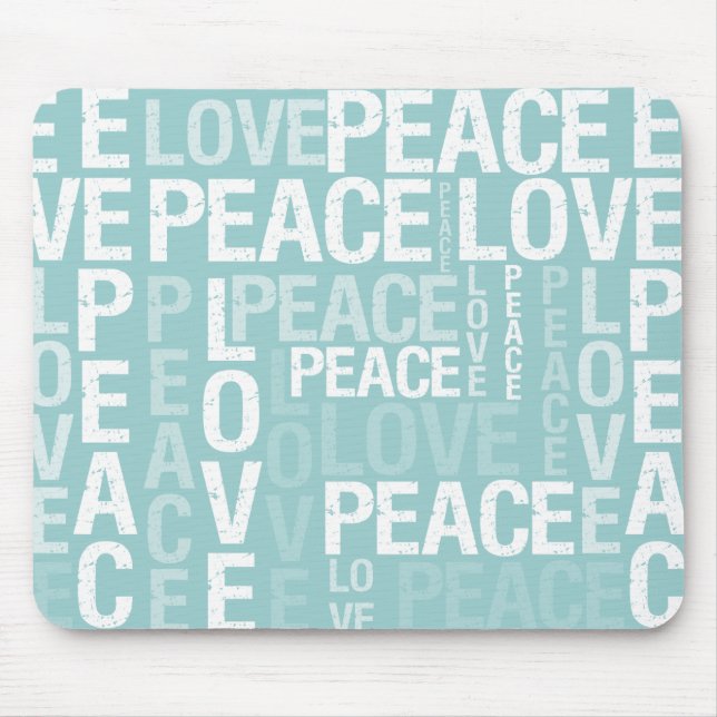 Tapis De Souris Typographie bleue de paix d'amour (Devant)