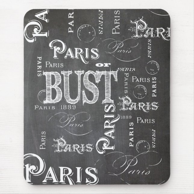 Tapis De Souris Typographie Calligraphie Paris France Tour Eiffel (Devant)