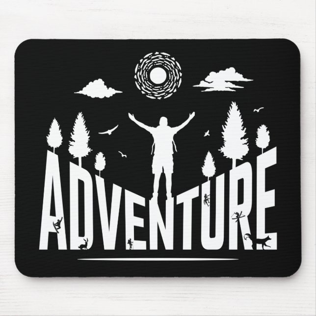 Tapis De Souris Typographie d'aventure Art blanc (Devant)