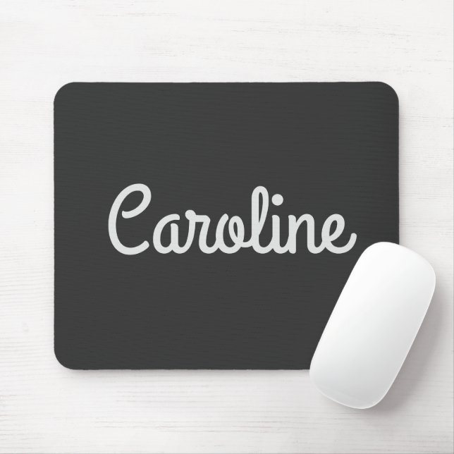 Tapis De Souris Typographie de script minimaliste mou Nom noir bla (Avec souris)