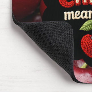 Tapis De Souris Typographie style tricot cosy et cerise adorable