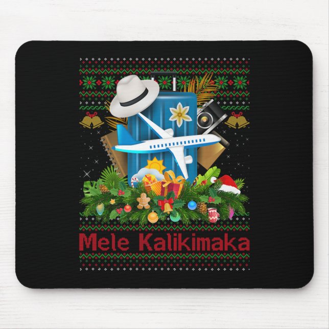 Tapis De Souris Ugly Christmas Sweaters Hawaiian Vacation Mele Kal (Devant)