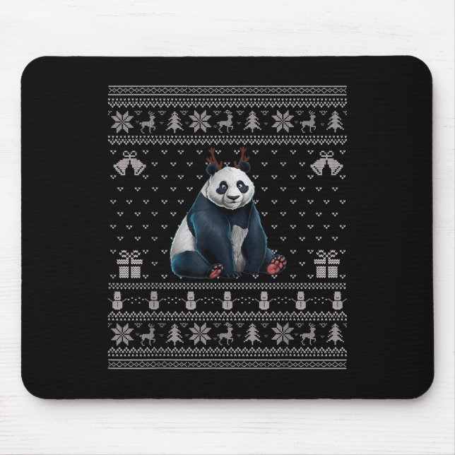Tapis De Souris Ugly Xmas Sweater Style Panda Reindeer Christmas  (Devant)