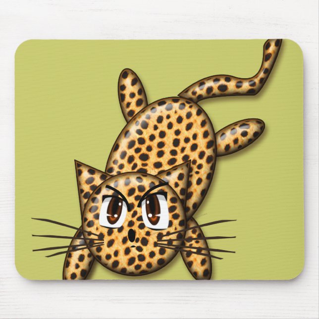 Tapis De Souris Ultra mignonne Anime Leopard Kitty (Devant)