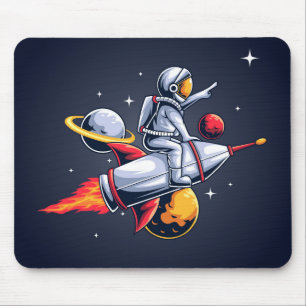 Tapis De Souris Un astronaute amusant voyage à travers l'espace Il