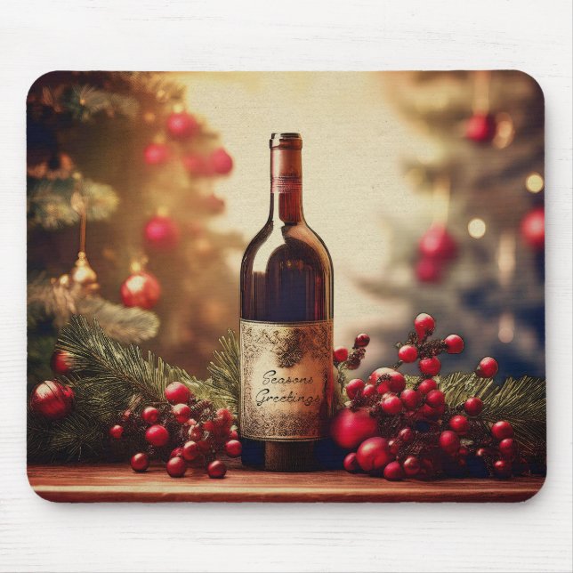 Tapis De Souris Un cadeau de vacances d'hiver pour le vin (Devant)