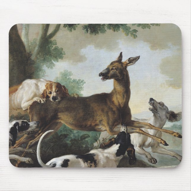 Tapis De Souris Un cerf commun chassé par des chiens, 1725 (Devant)