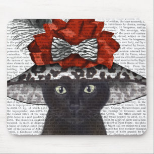 Tapis De Souris Un chat noir avec un Casquette fabuleux