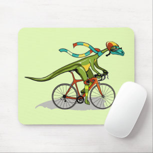Tapis De Souris Un Dinosaure Anabisetia À Vélo.
