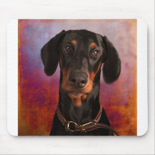 Tapis De Souris Un joli visage de Doberman sur un Arrière - plan 