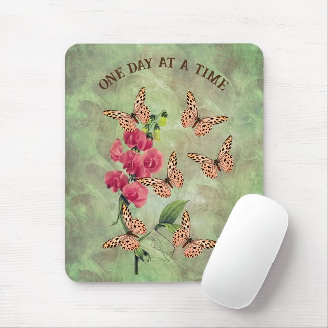Tapis De Souris Un Jour À La Fleur De Papillon Inspirationnel (Avec souris)