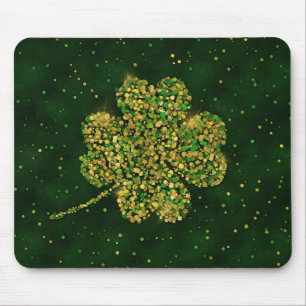 Tapis De Souris Un Shamrock irlandais à quatre feuilles de trèfl