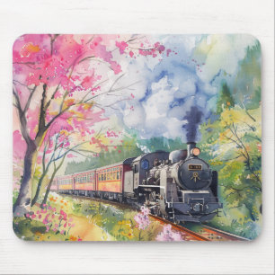 Tapis De Souris Un train au printemps