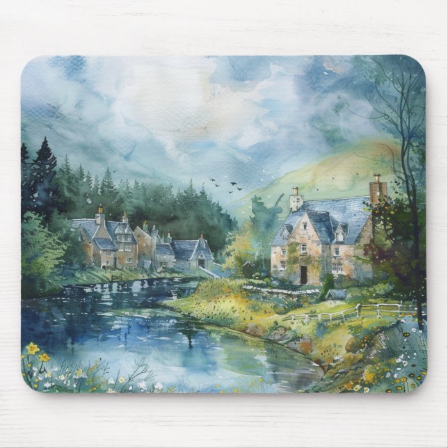Tapis De Souris Un village écossais paisible (Devant)