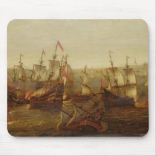 Tapis De Souris Une action entre les bateaux d'Espagnol et