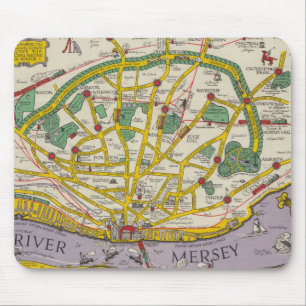 Tapis De Souris Une carte de Merseyside, Liverpool